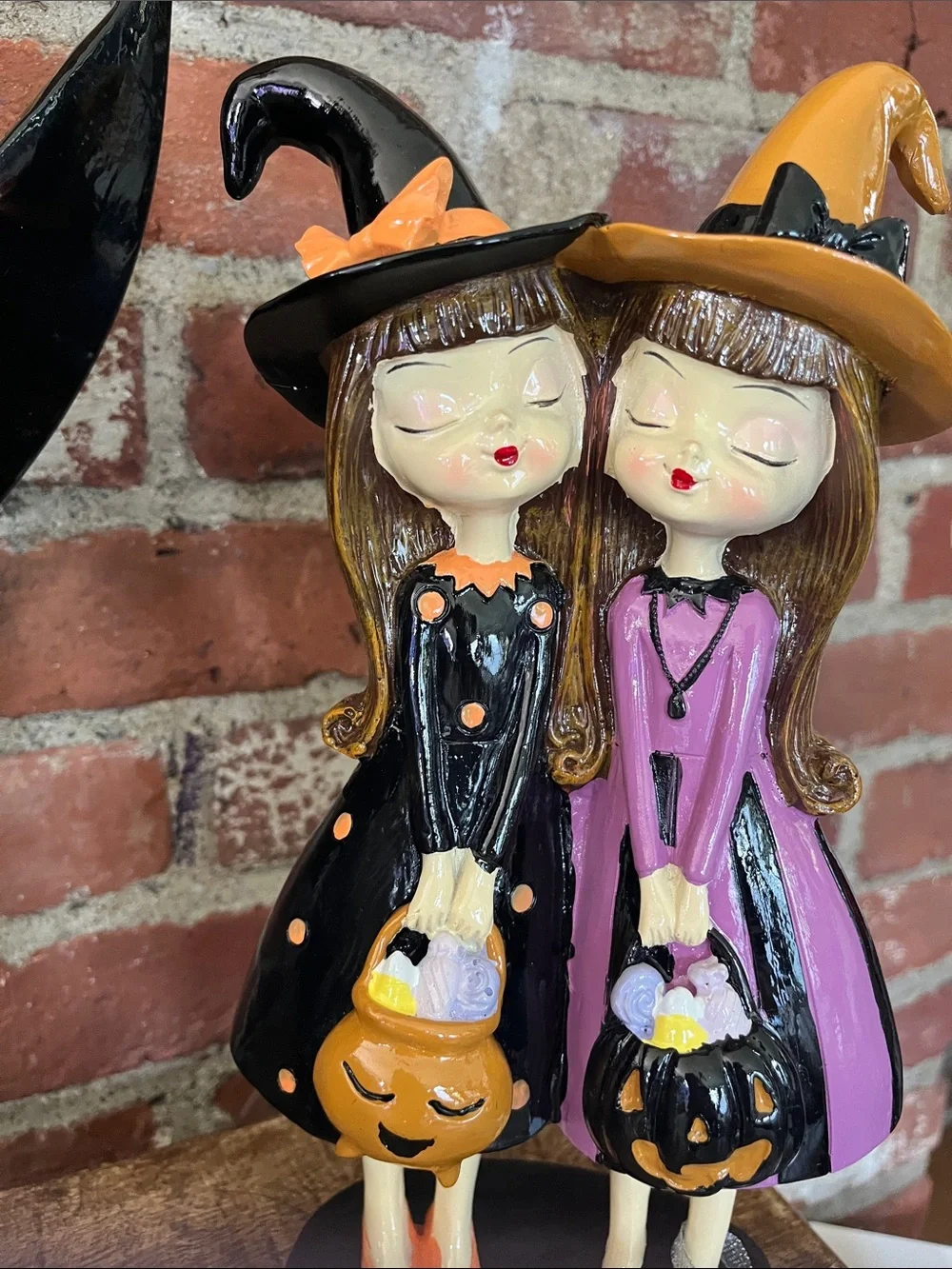 Bella Luxx Black & Purple Witch Pair with Orange Hats